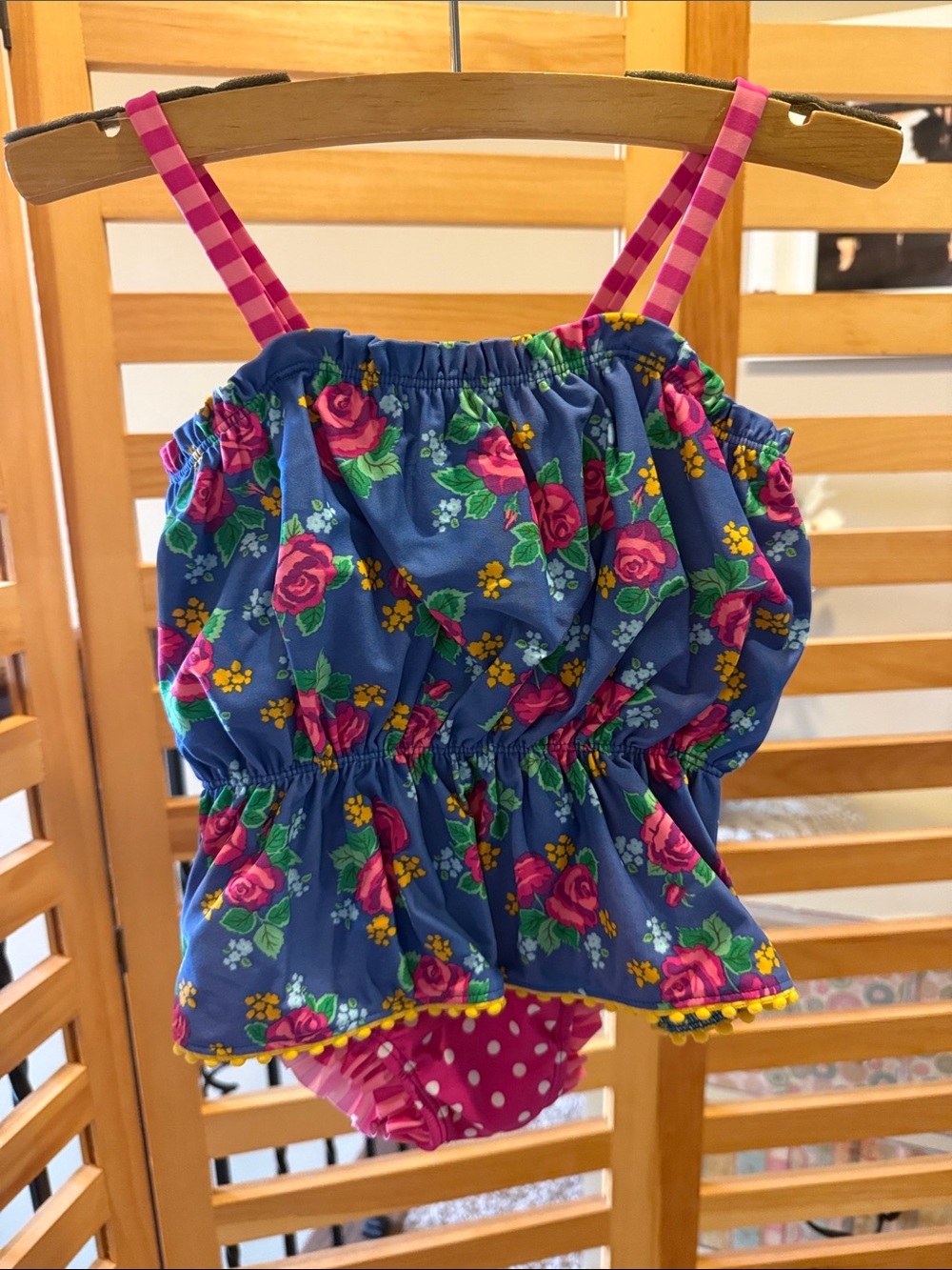 Matilda Jane Blue Floral Peplum Camisole with Pink Accents